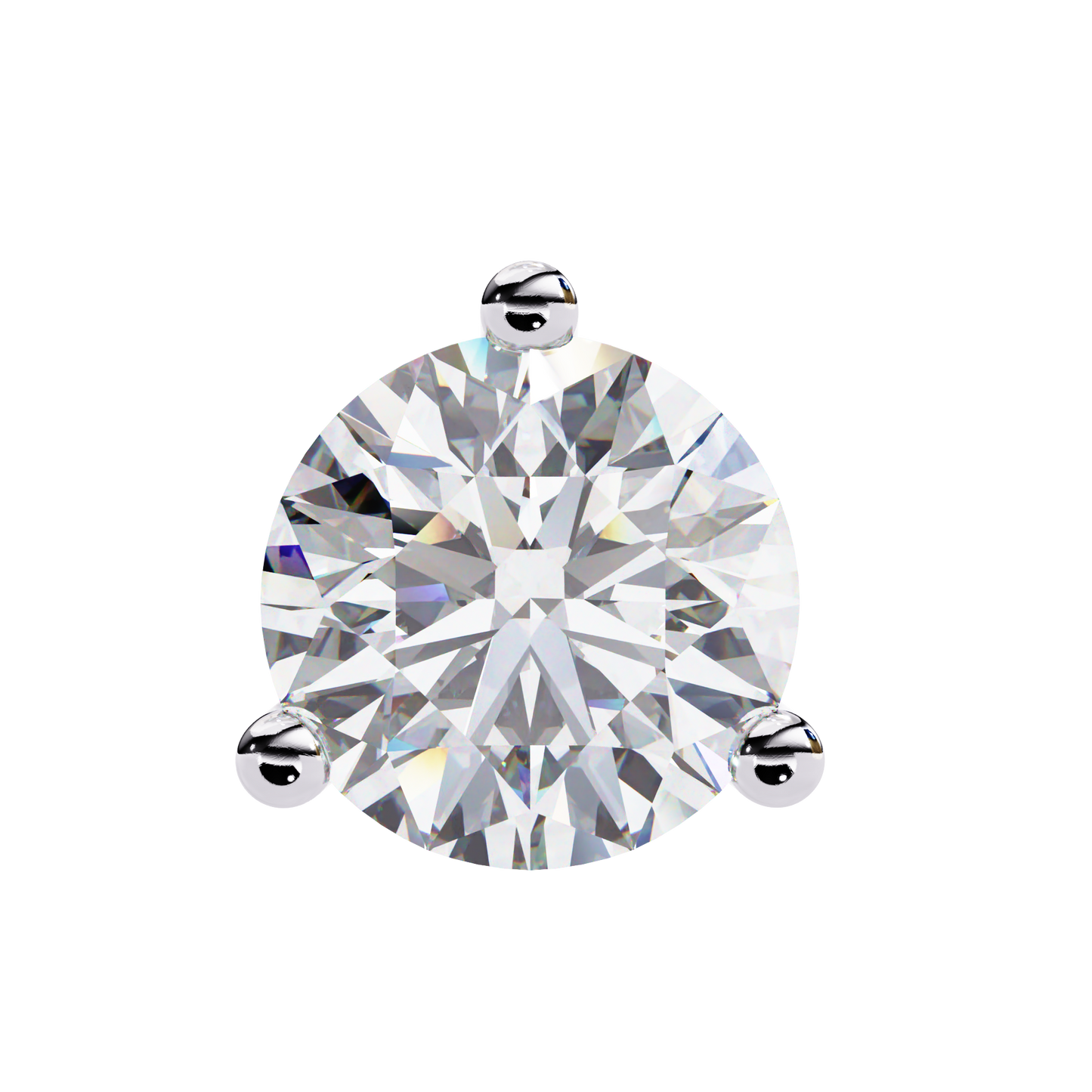 2.57 CTW Round Lab-Grown Diamond Three-Prong Martini Stud Earrings in 14K Gold