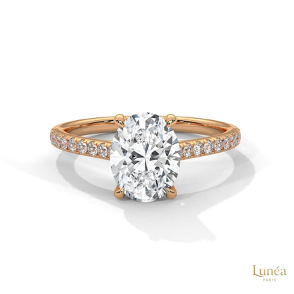 2.25 Ct Oval Lab Diamond pave Engagement Ring