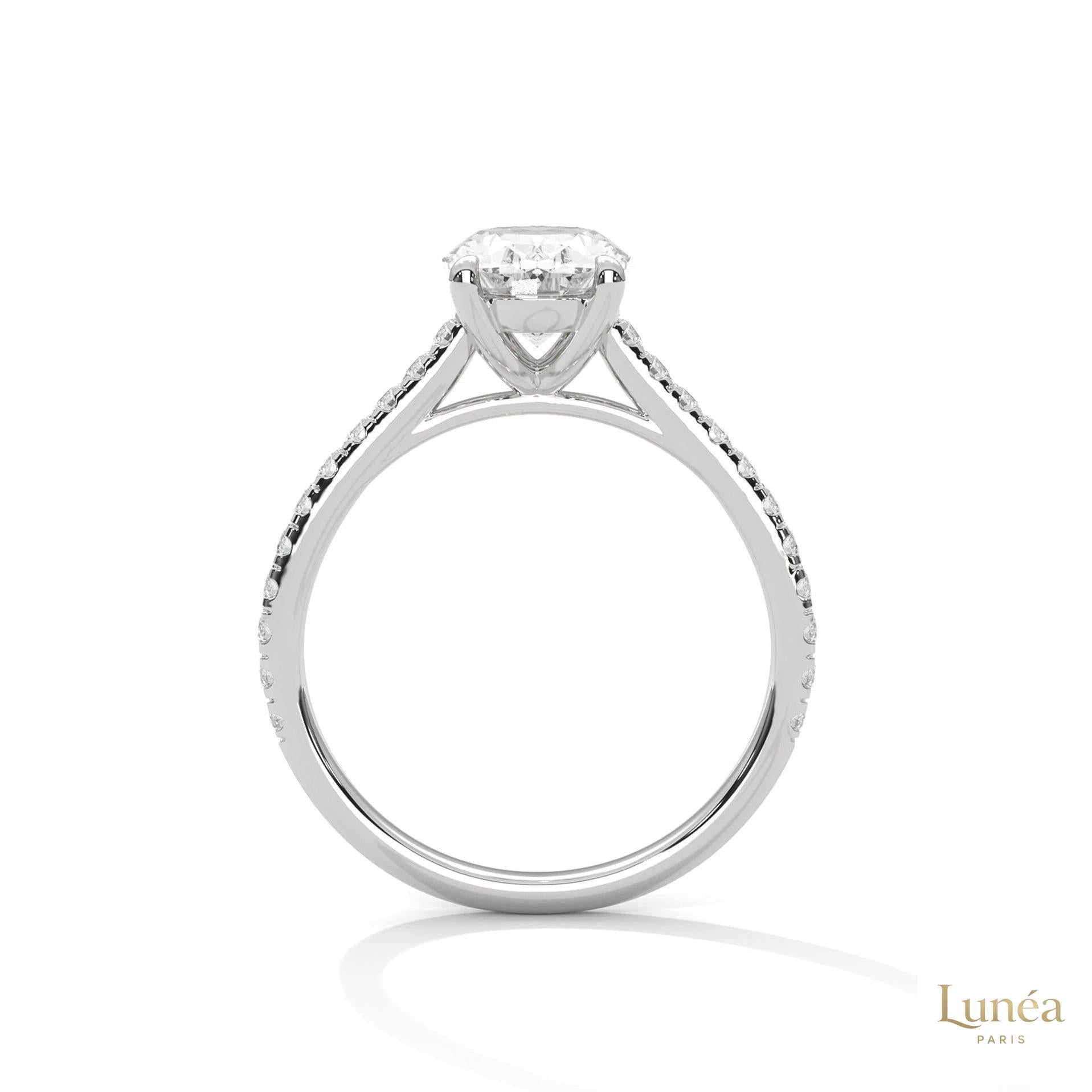 2.25 Ct Oval Lab Diamond pave Engagement Ring