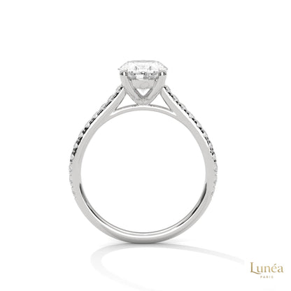 2.25 Ct Oval Lab Diamond pave Engagement Ring