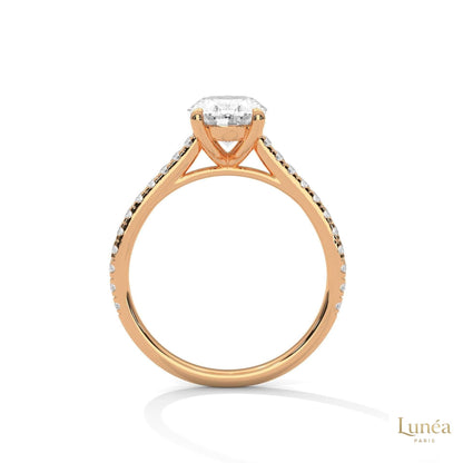 2.25 Ct Oval Lab Diamond pave Engagement Ring