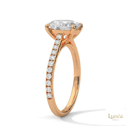 2.25 Ct Oval Lab Diamond pave Engagement Ring