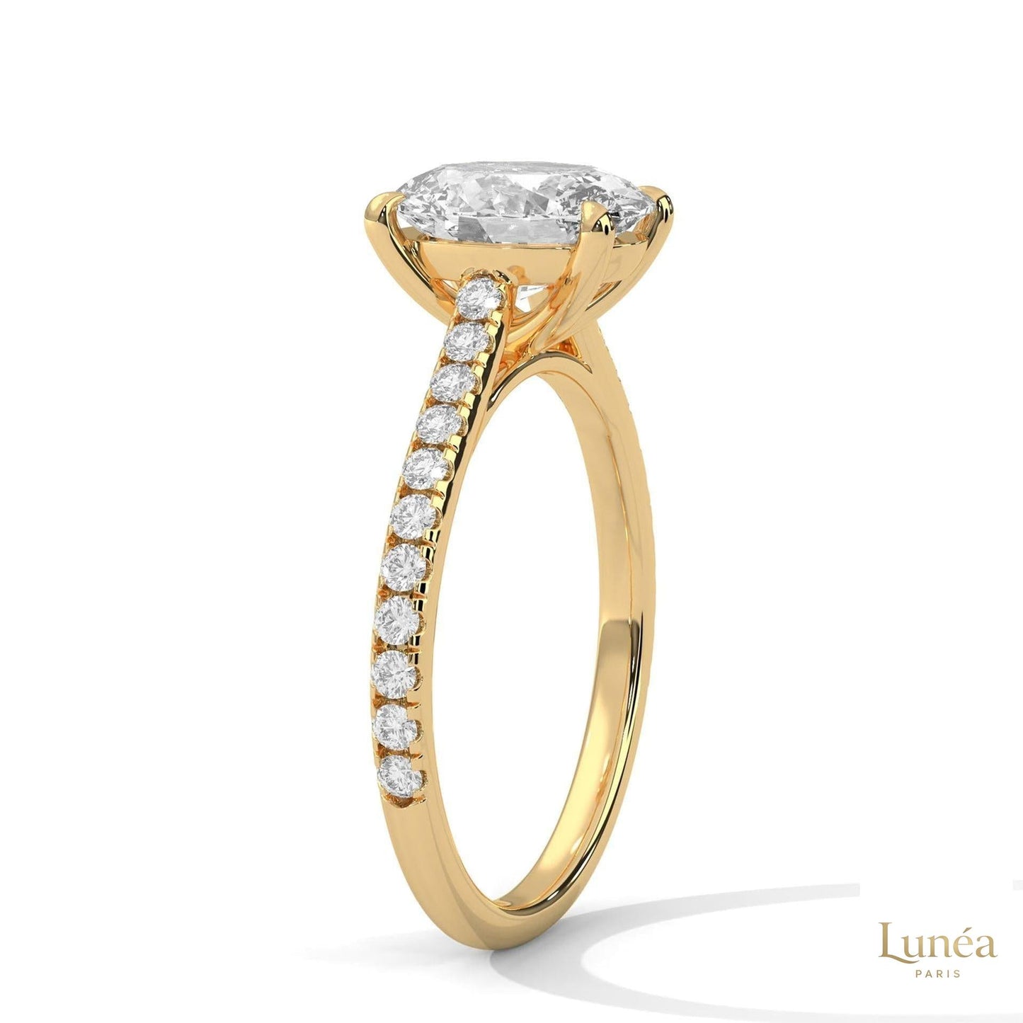 2.25 Ct Oval Lab Diamond pave Engagement Ring