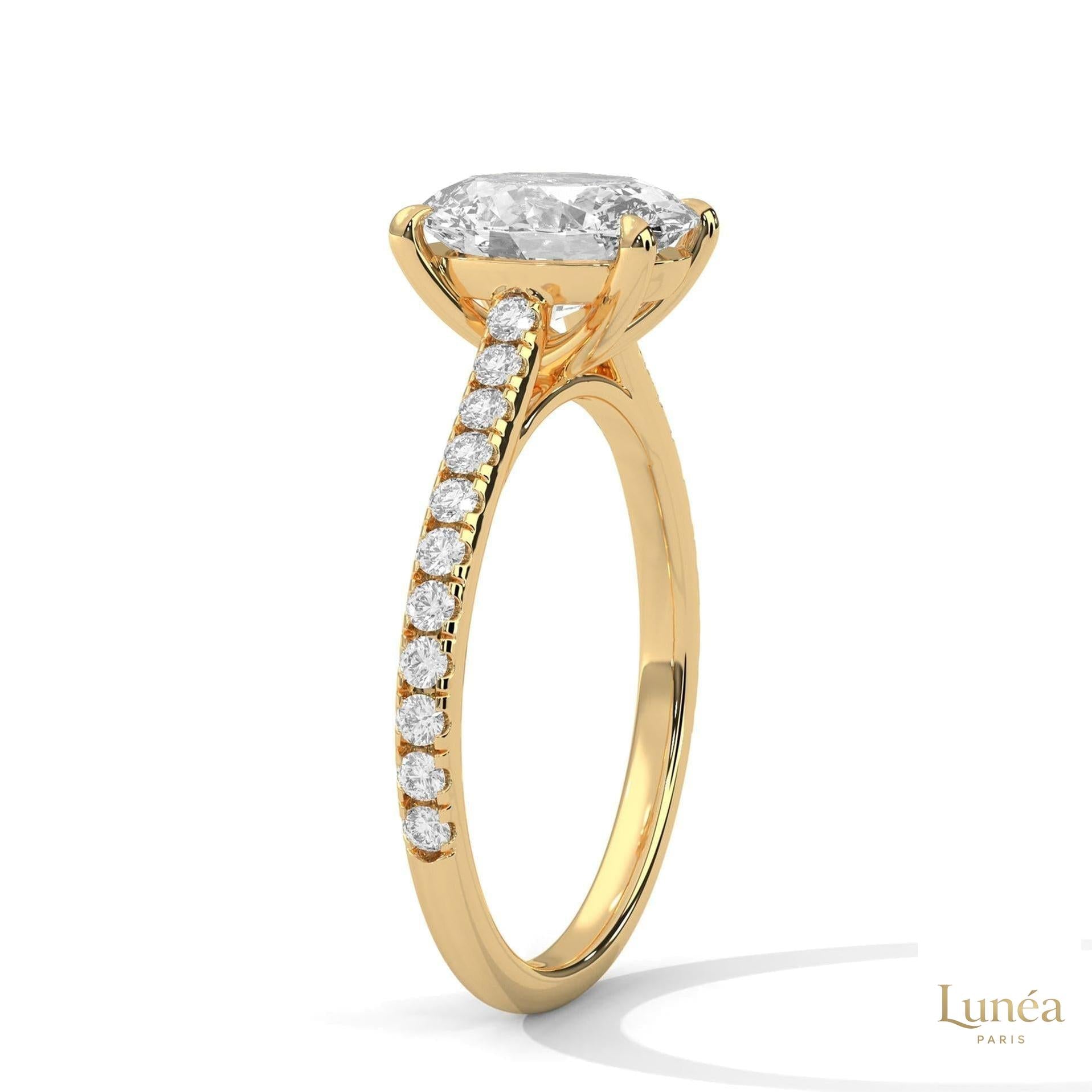 2.25 Ct Oval Lab Diamond pave Engagement Ring