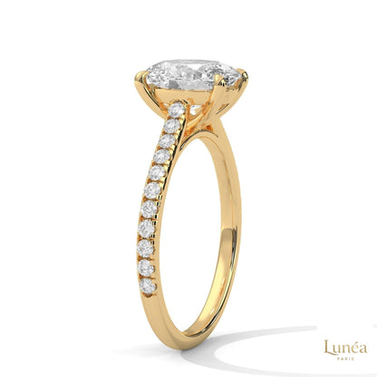 2.25 Ct Oval Lab Diamond pave Engagement Ring