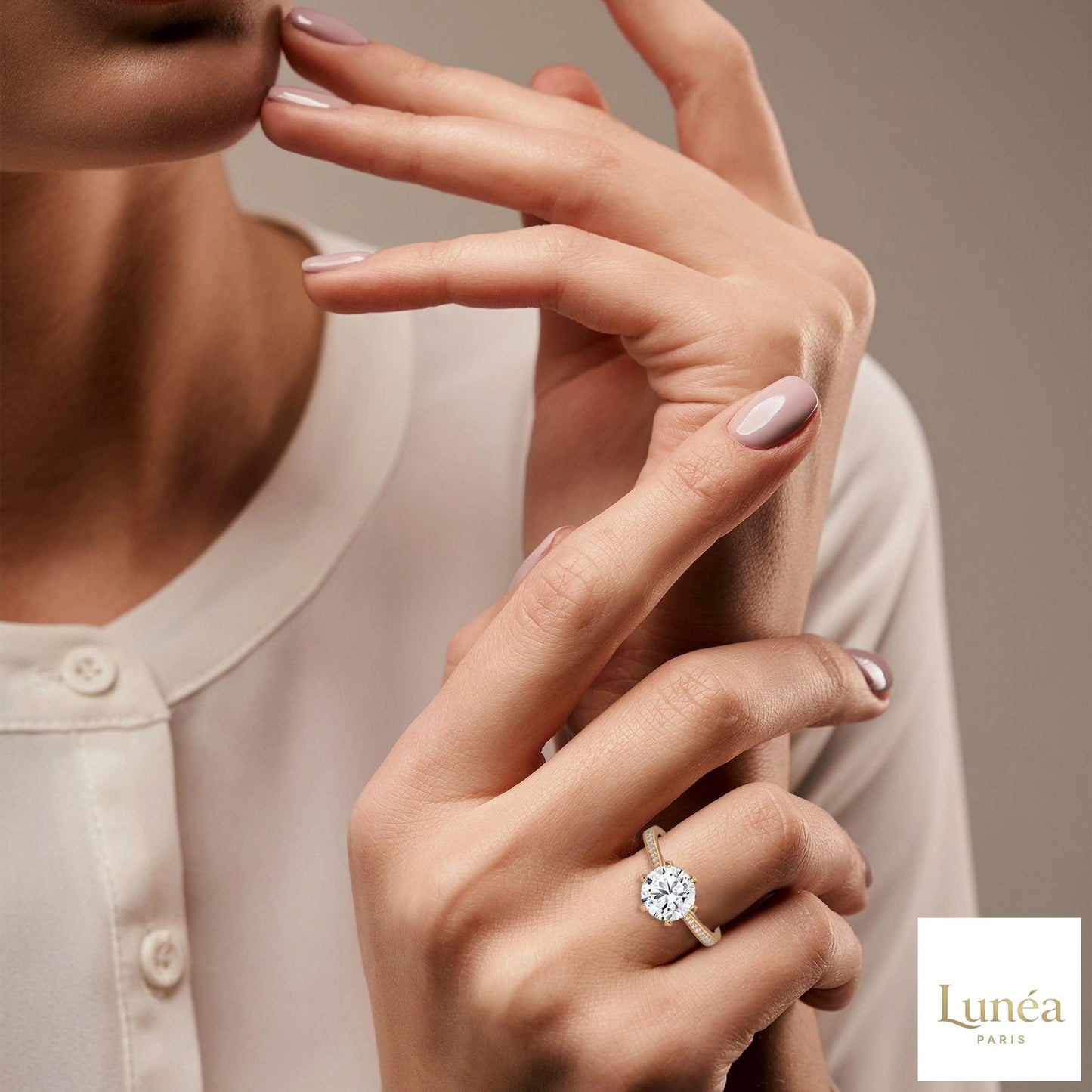 2.25 Ct. Pavé Solitaire Lab Diamond Engagement Ring