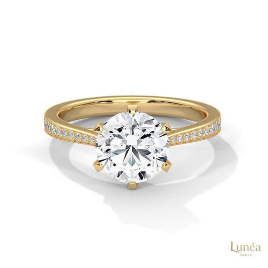2.25 Ct. Pavé Solitaire Lab Diamond Engagement Ring