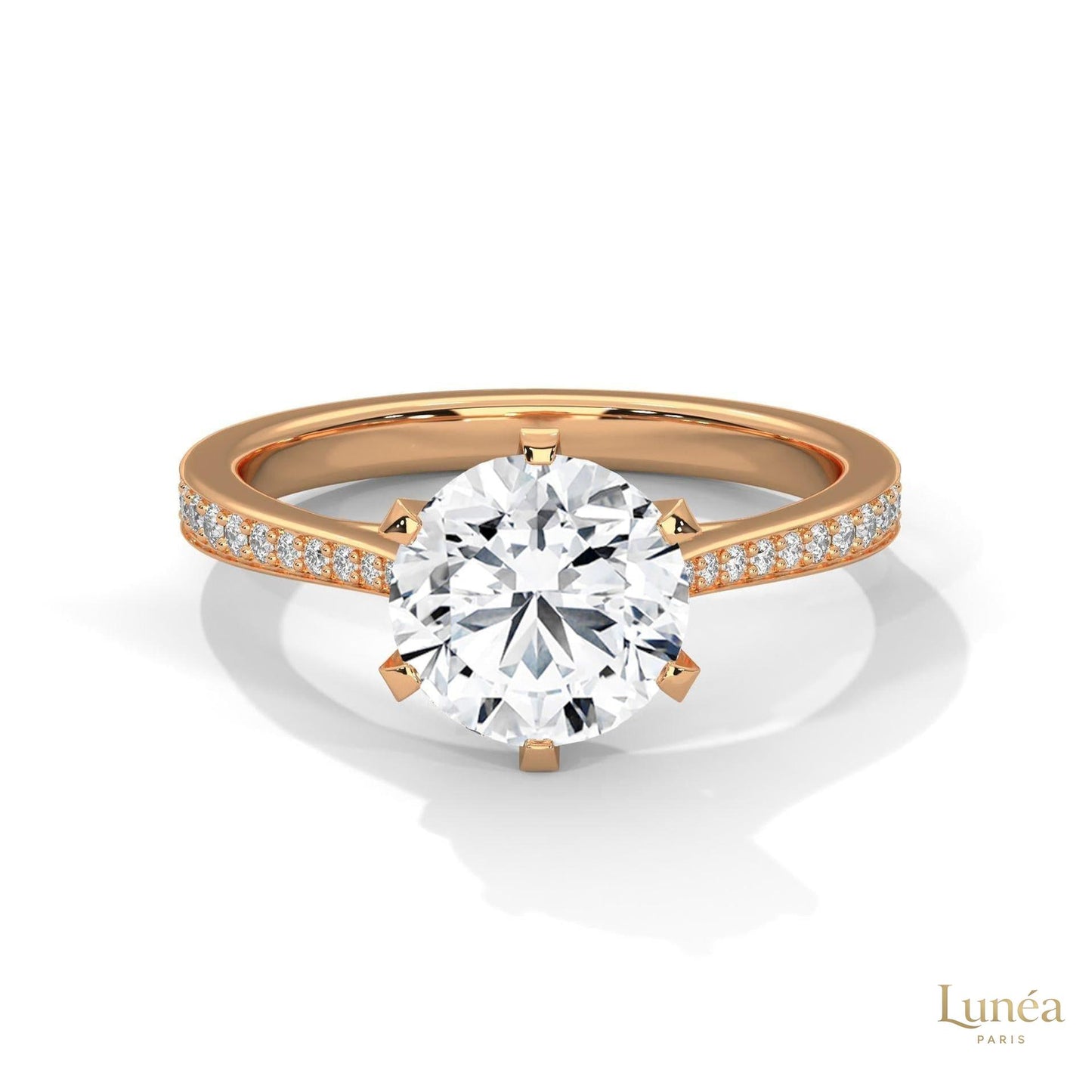 2.25 Ct. Pavé Solitaire Lab Diamond Engagement Ring