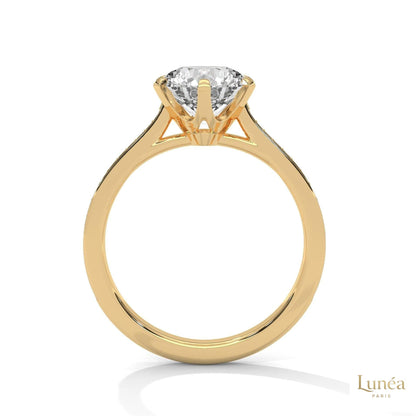 2.25 Ct. Pavé Solitaire Lab Diamond Engagement Ring