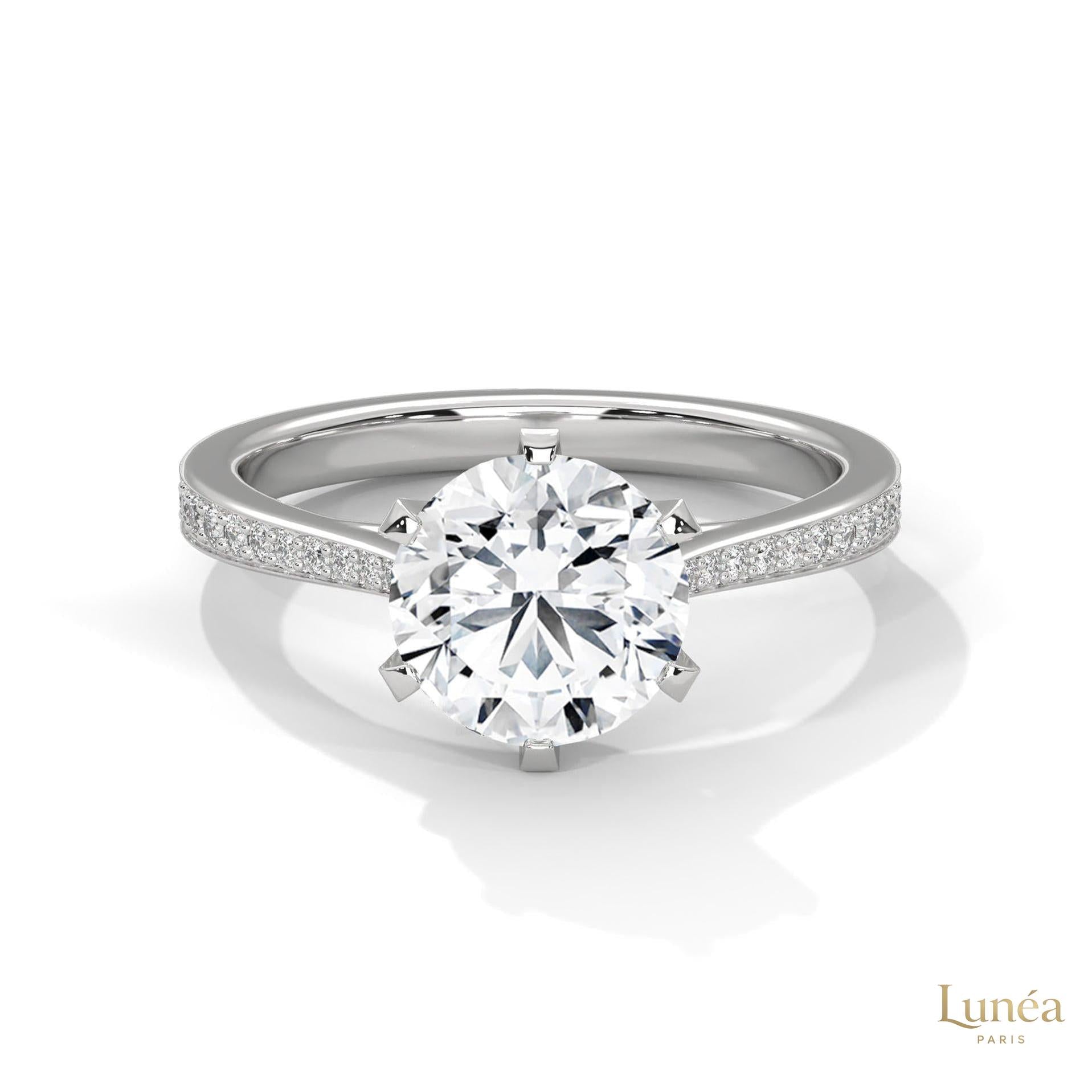 2.25 Ct. Pavé Solitaire Lab Diamond Engagement Ring