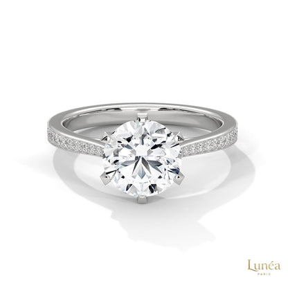 2.25 Ct. Pavé Solitaire Lab Diamond Engagement Ring