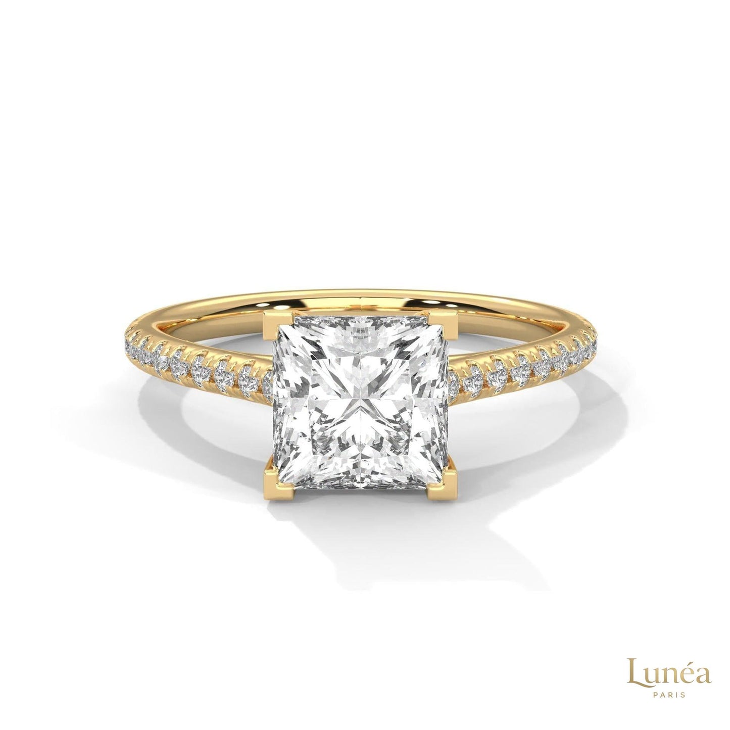 2.25 Ct. Princess Cut Pavé Lab Diamond Engagement Ring