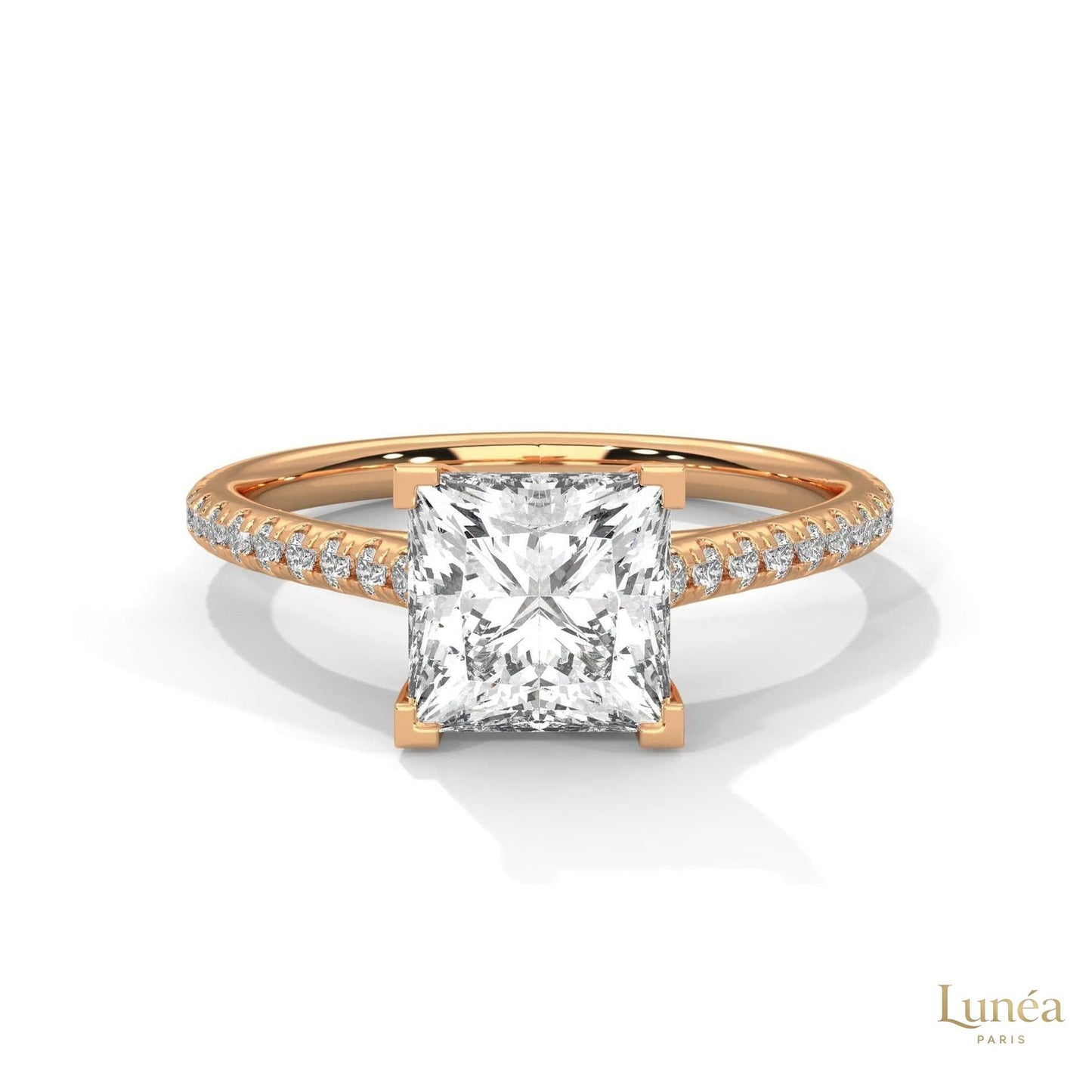 2.25 Ct. Princess Cut Pavé Lab Diamond Engagement Ring
