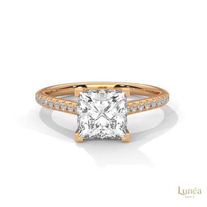 2.25 Ct. Princess Cut Pavé Lab Diamond Engagement Ring