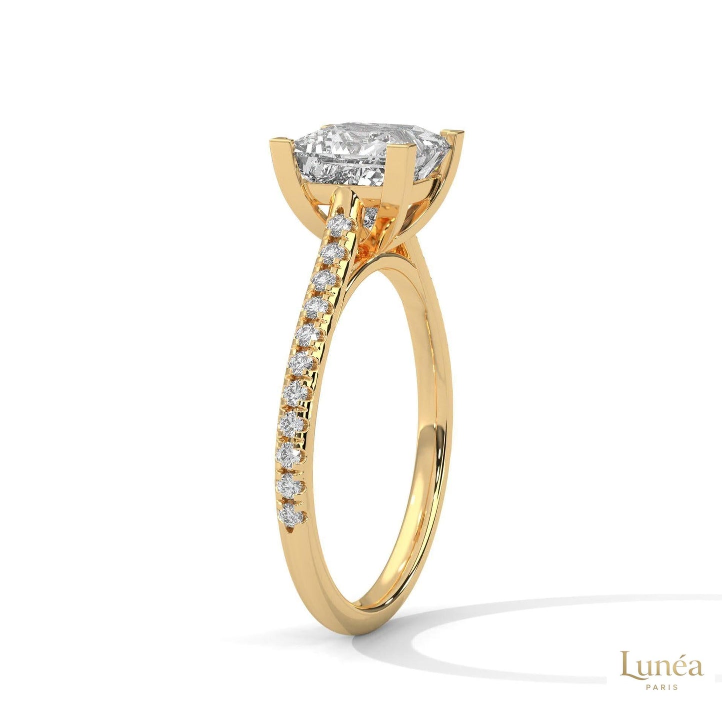 2.25 Ct. Princess Cut Pavé Lab Diamond Engagement Ring