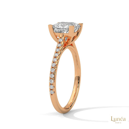 2.25 Ct. Princess Cut Pavé Lab Diamond Engagement Ring