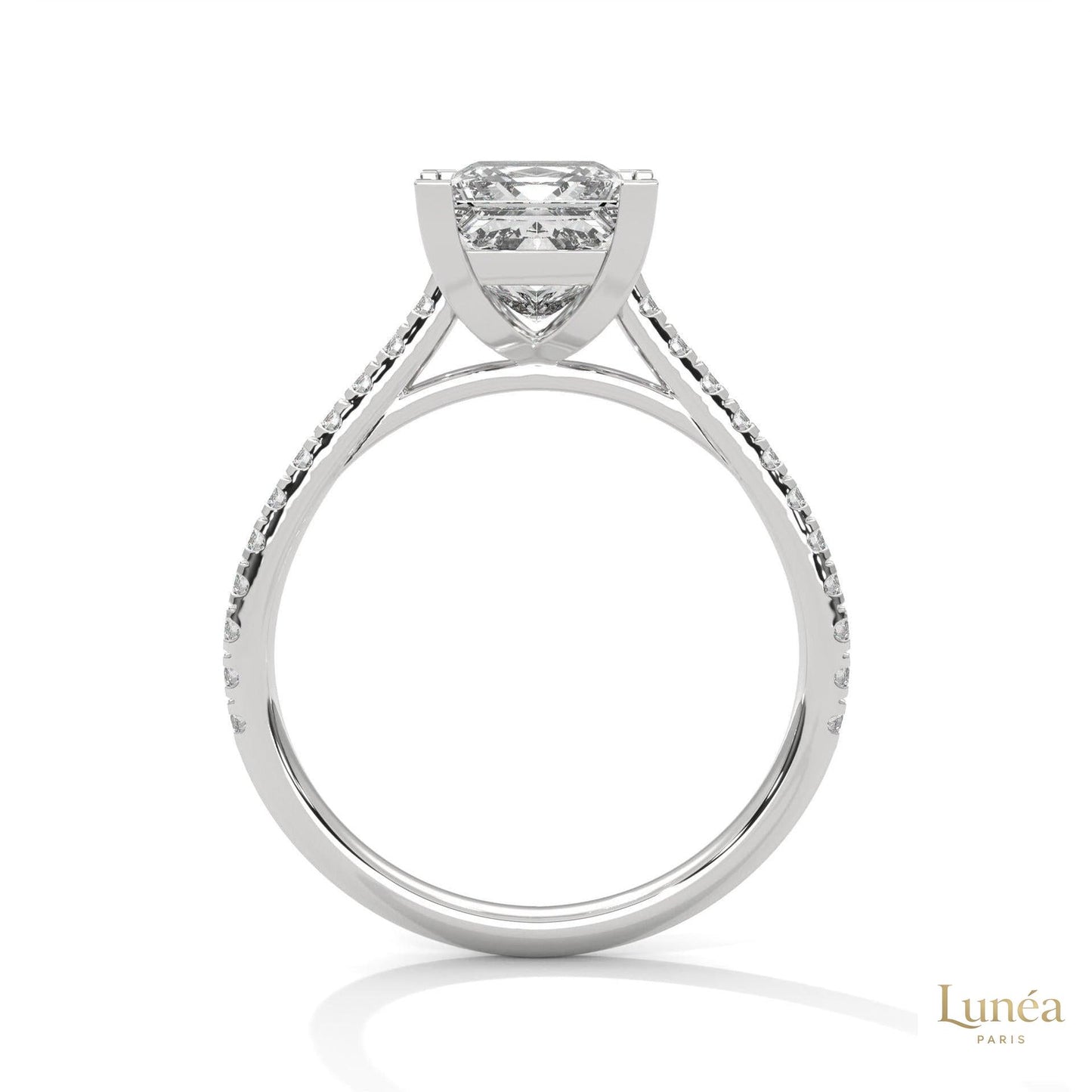 2.25 Ct. Princess Cut Pavé Lab Diamond Engagement Ring