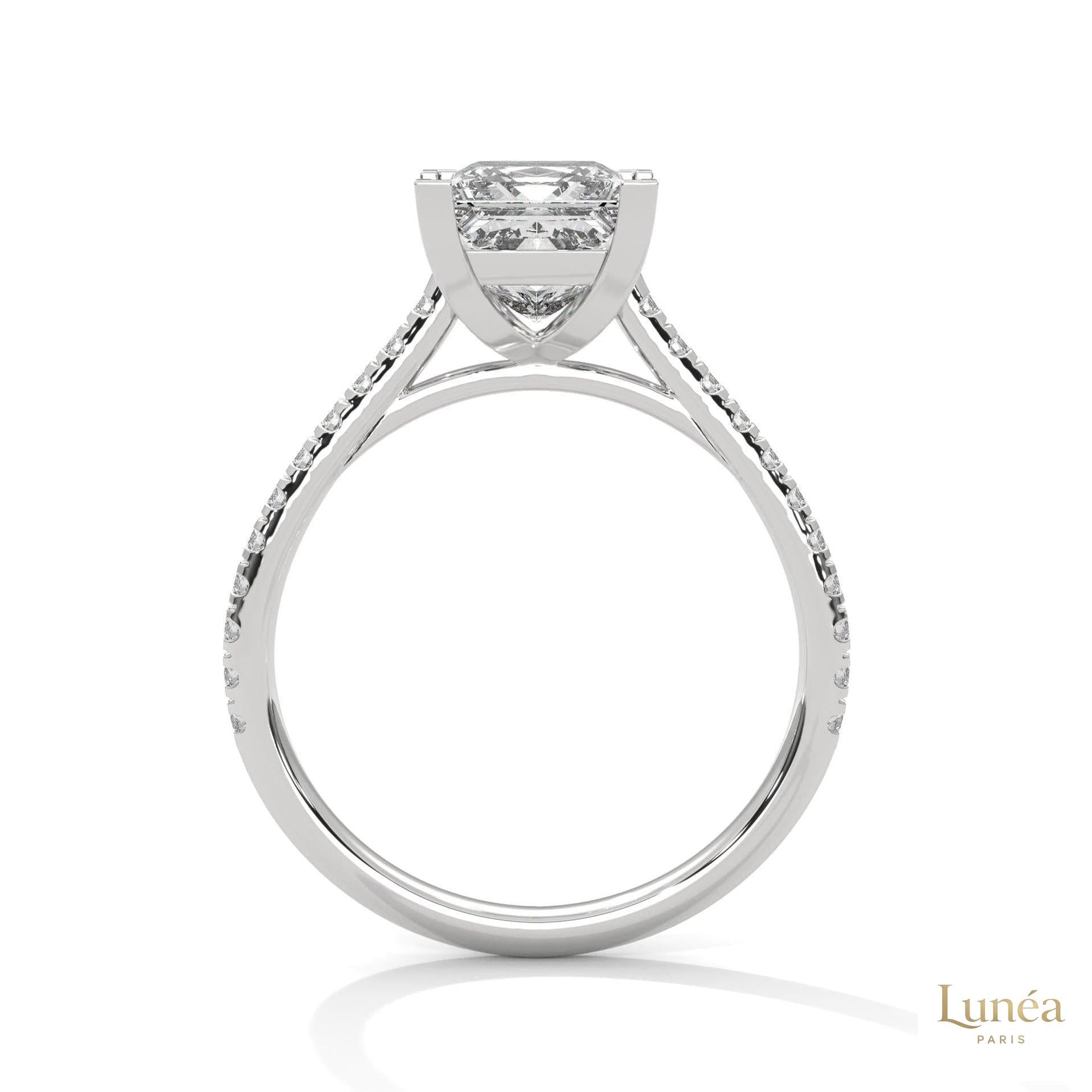 2.25 Ct. Princess Cut Pavé Lab Diamond Engagement Ring
