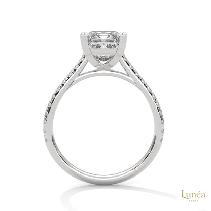 2.25 Ct. Princess Cut Pavé Lab Diamond Engagement Ring