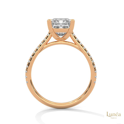 2.25 Ct. Princess Cut Pavé Lab Diamond Engagement Ring