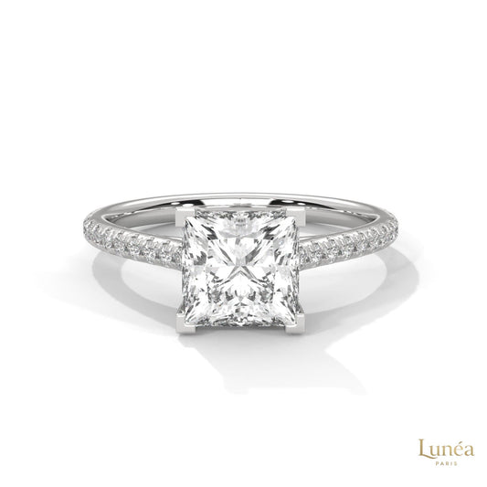 2.25 Ct. Princess Cut Pavé Lab Diamond Engagement Ring