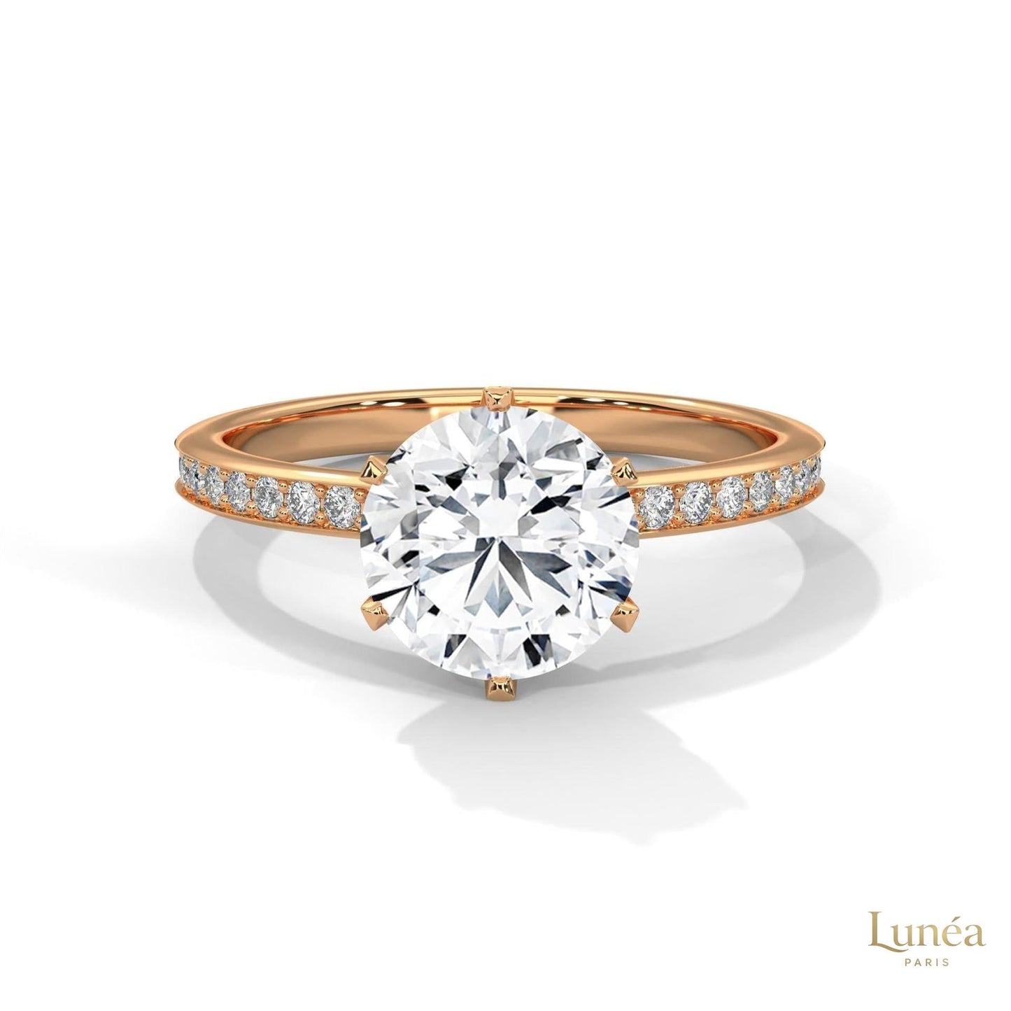 2.25 Ct. Six-Prong Pavé Diamond Ring