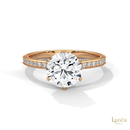 2.25 Ct. Six-Prong Pavé Diamond Ring