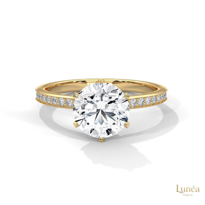 2.25 Ct. Six-Prong Pavé Diamond Ring