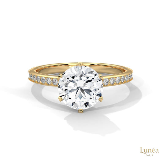 2.25 Ct. Six-Prong Pavé Diamond Ring