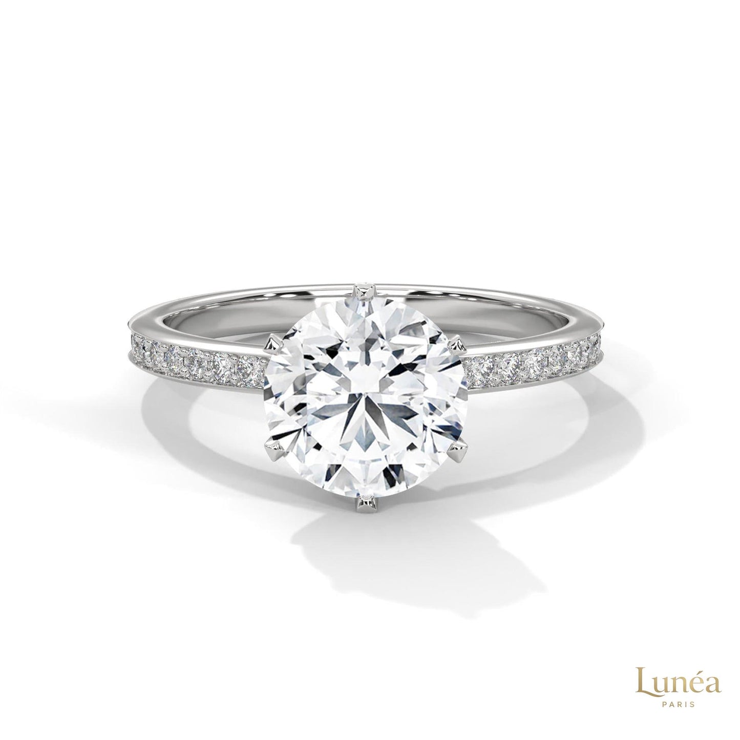 2.25 Ct. Six-Prong Pavé Diamond Ring
