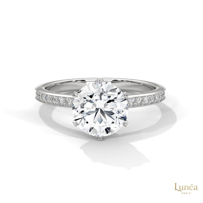 2.25 Ct. Six-Prong Pavé Diamond Ring