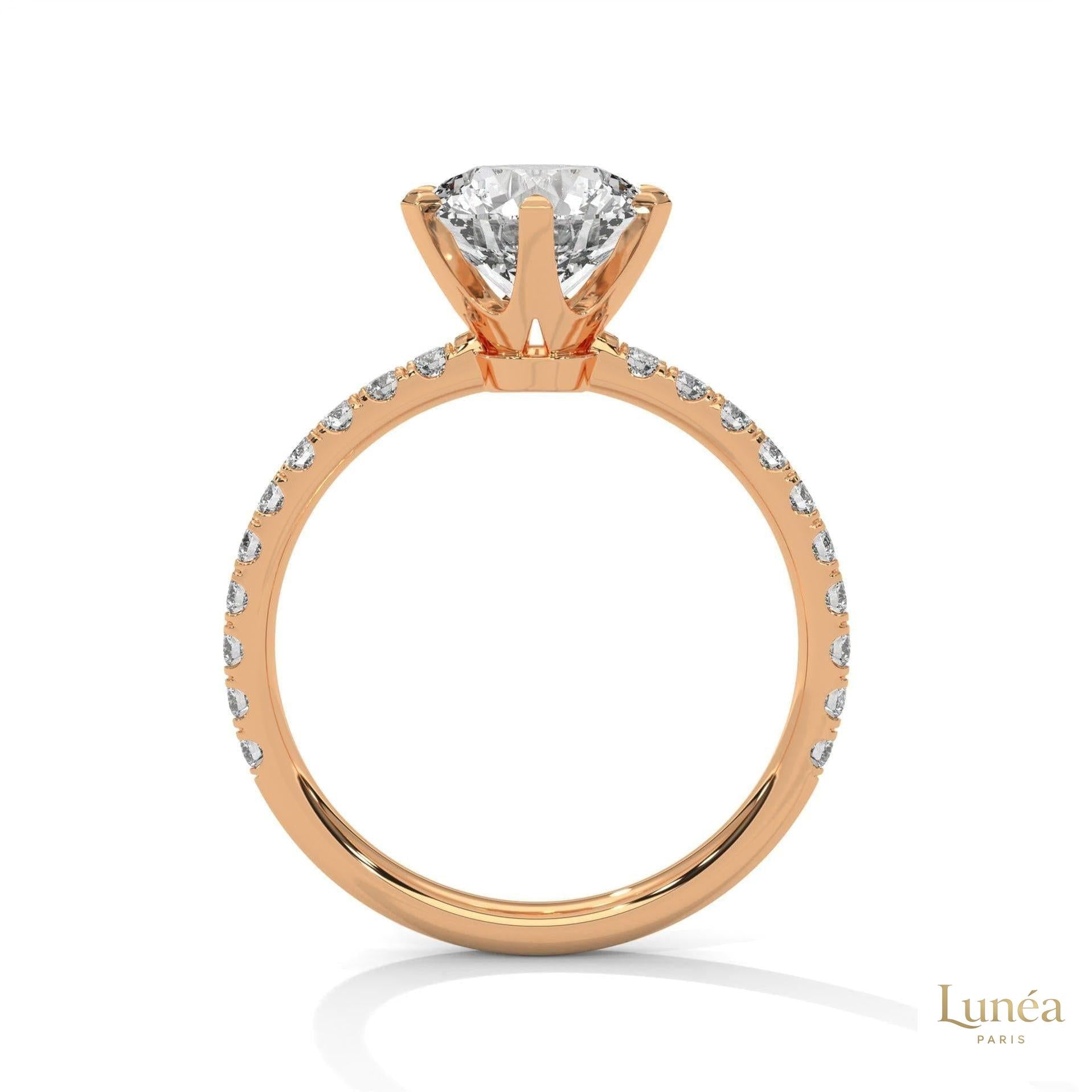 2.25 Ct. Six-Prong Pavé Lab Diamond Ring