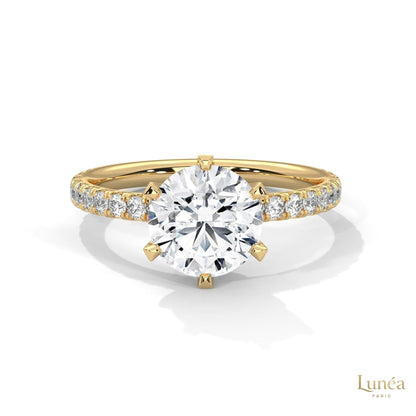 2.25 Ct. Six-Prong Pavé Lab Diamond Ring