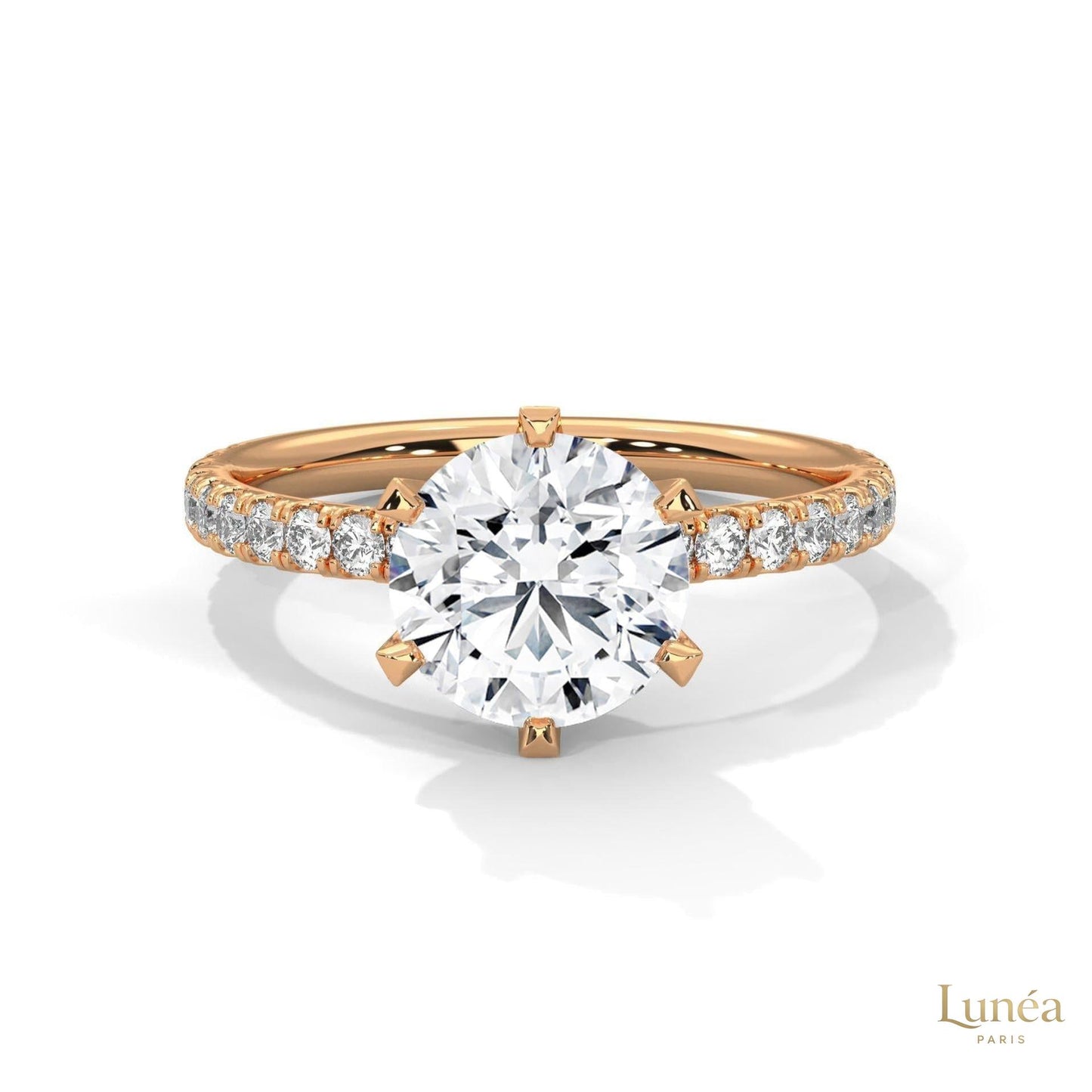 2.25 Ct. Six-Prong Pavé Lab Diamond Ring