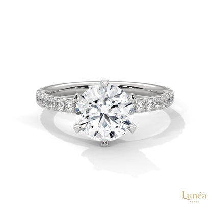2.25 Ct. Six-Prong Pavé Lab Diamond Ring