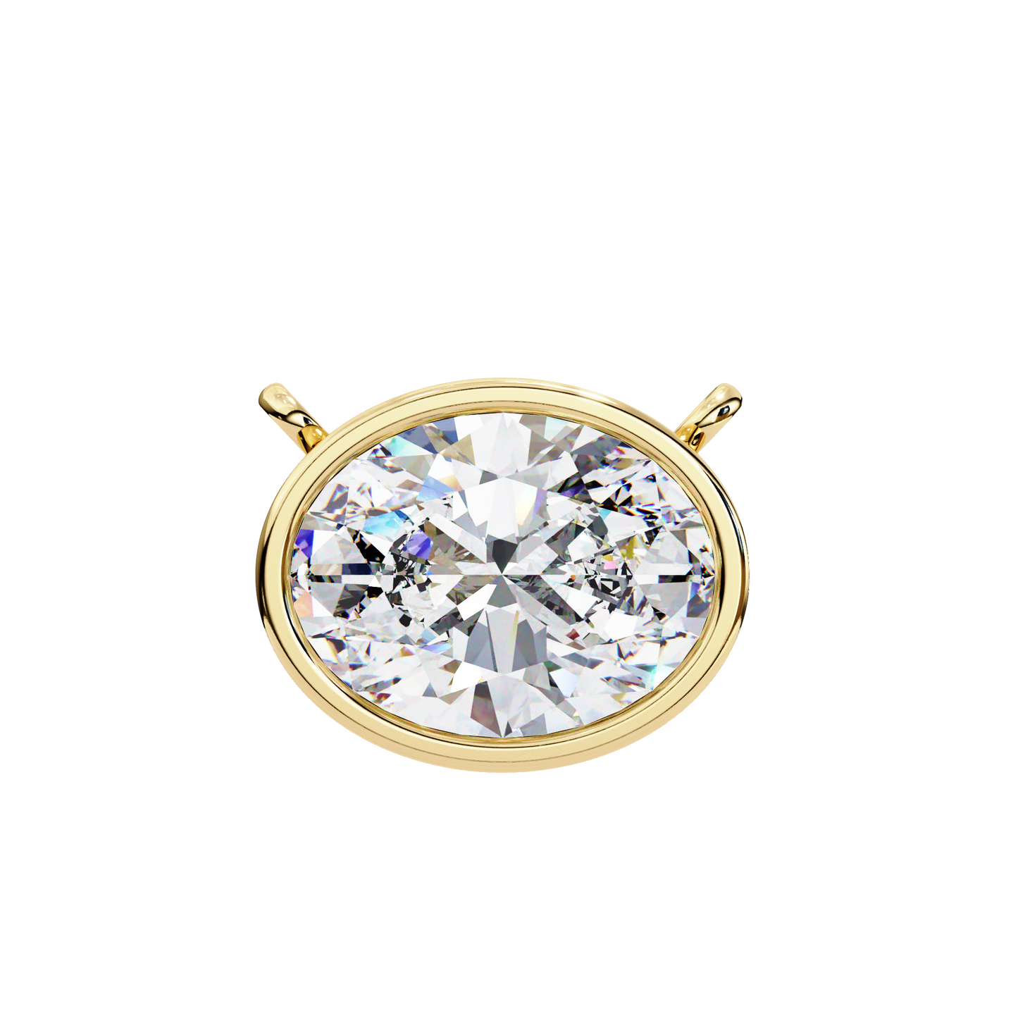 1.60 CT Oval Lab-Grown Diamond Bezel Pendant Necklace in 14K Gold & Platinum