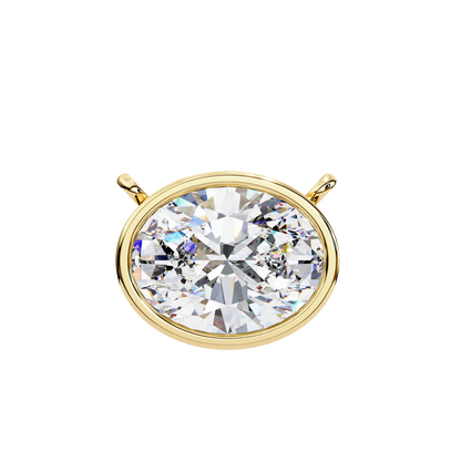 1.60 CT Oval Lab-Grown Diamond Bezel Pendant Necklace in 14K Gold & Platinum