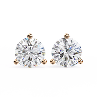 2.57 CTW round lab-grown diamond stud earrings in a three-prong martini setting crafted from 14K gold.