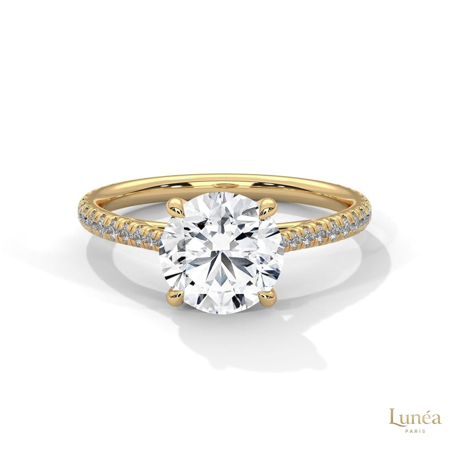 2.30 Ct. Round Lab Diamond Pavé Engagement Ring