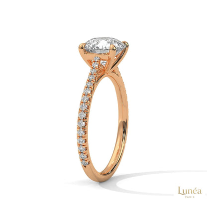 2.30 Ct. Round Lab Diamond Pavé Engagement Ring