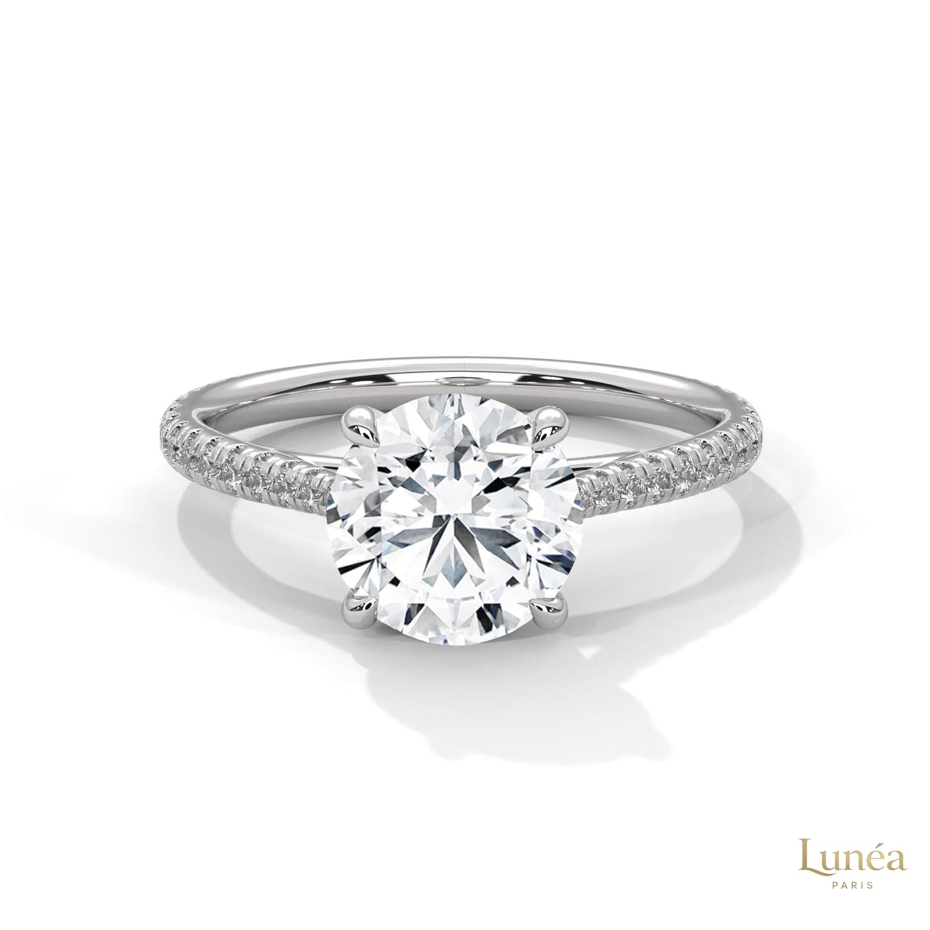 2.30 Ct. Round Lab Diamond Pavé Engagement Ring