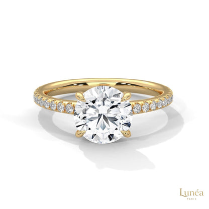 2.30 Ct. Round Pavé Solitaire Engagement Ring