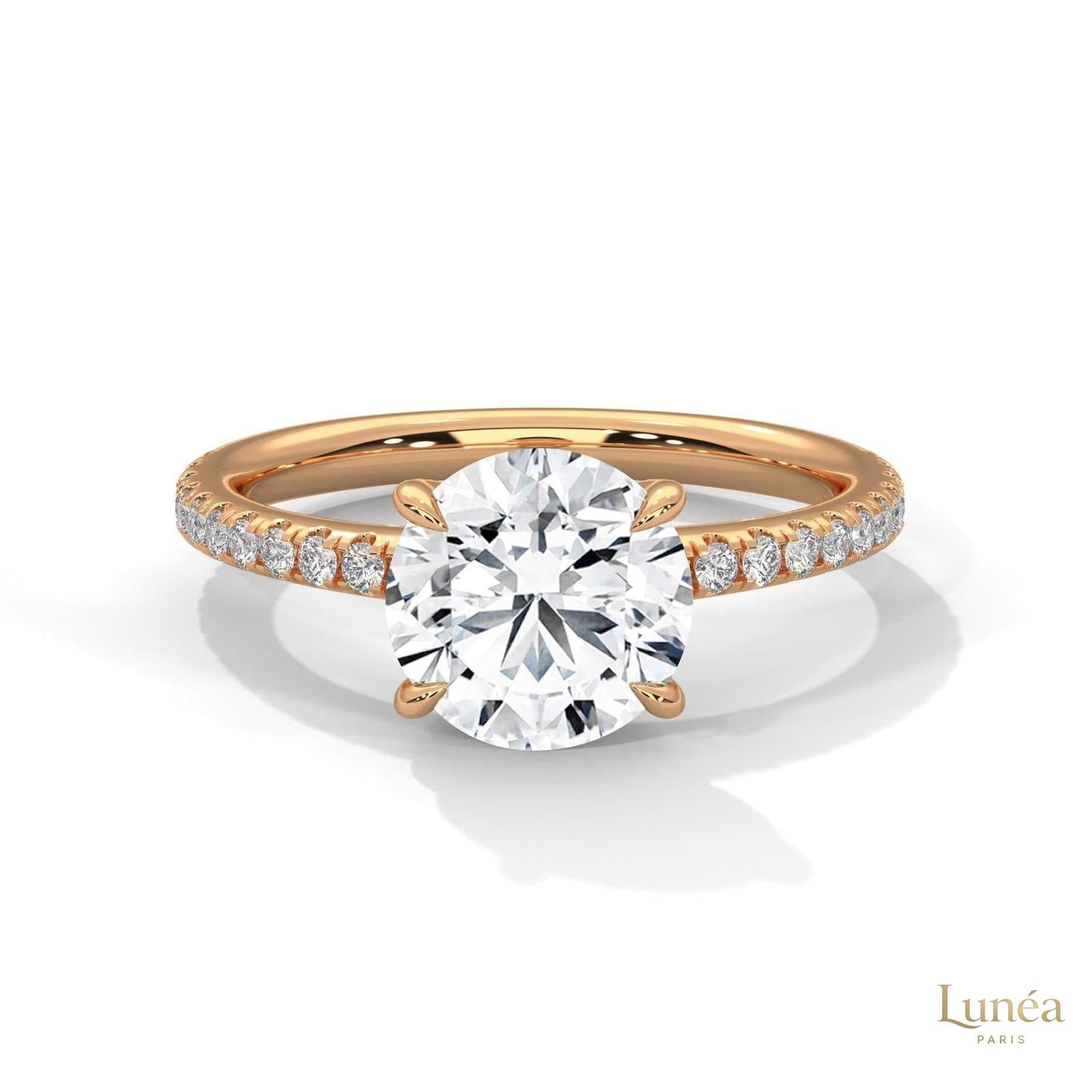 2.30 Ct. Round Pavé Solitaire Engagement Ring