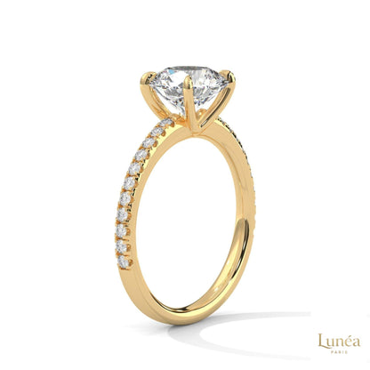2.30 Ct. Round Pavé Solitaire Engagement Ring