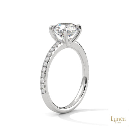 2.30 Ct. Round Pavé Solitaire Engagement Ring