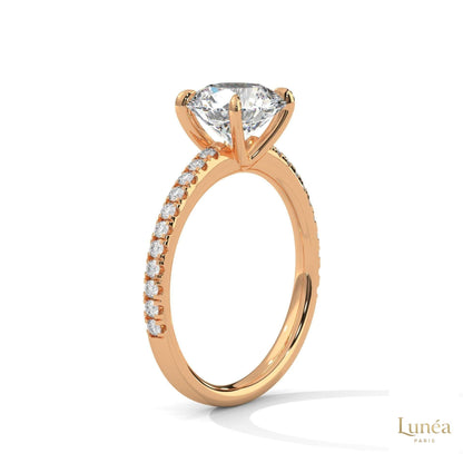 2.30 Ct. Round Pavé Solitaire Engagement Ring
