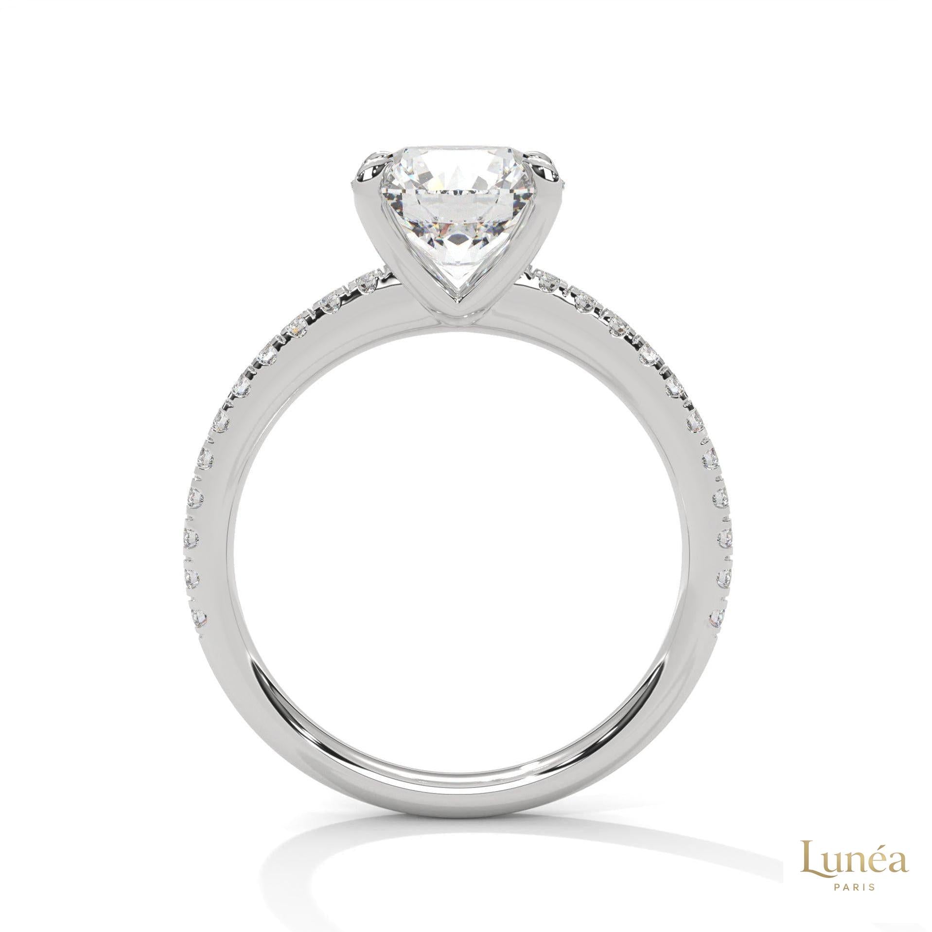 2.30 Ct. Round Pavé Solitaire Engagement Ring