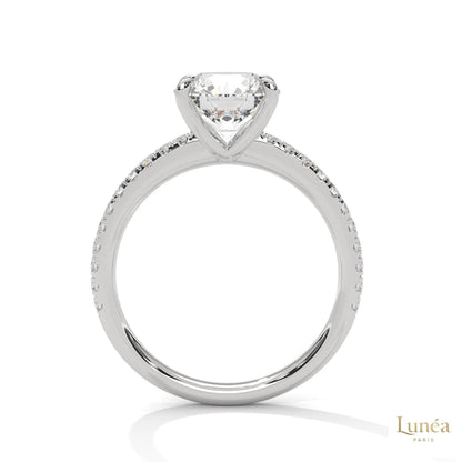 2.30 Ct. Round Pavé Solitaire Engagement Ring