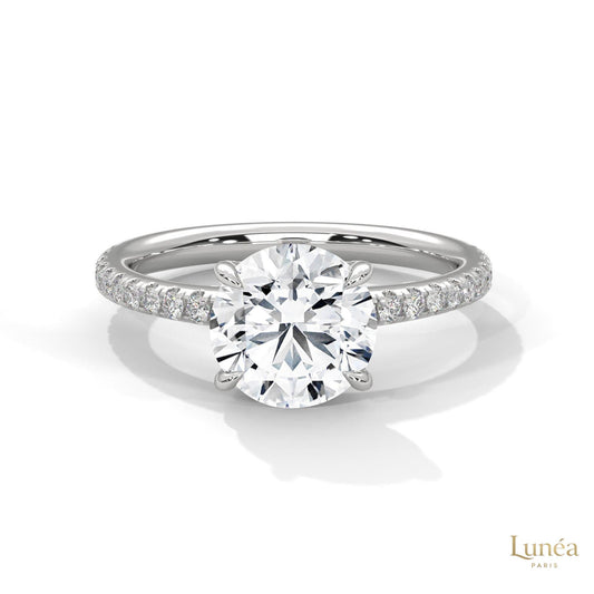 2.30 Ct. Round Pavé Solitaire Engagement Ring