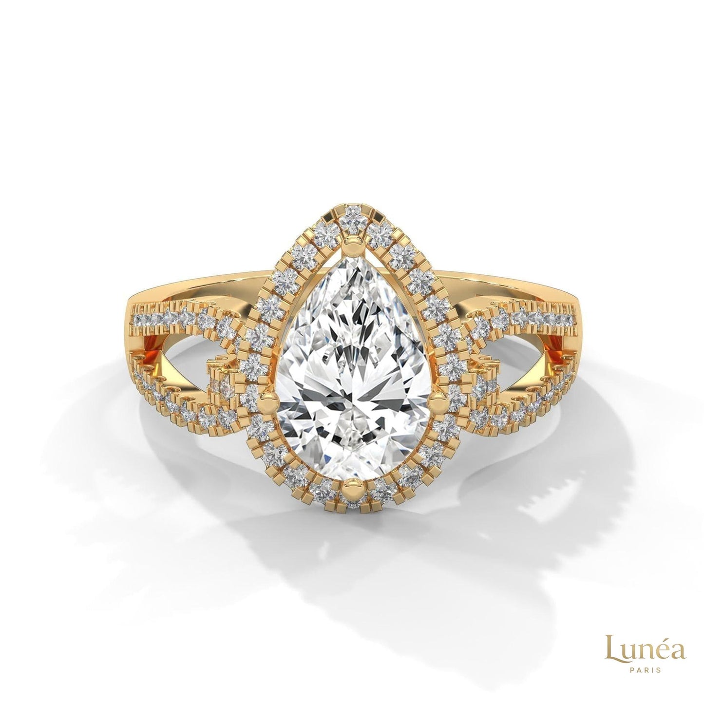 2.35 Ct. Pear Halo Lab Diamond Engagement Ring